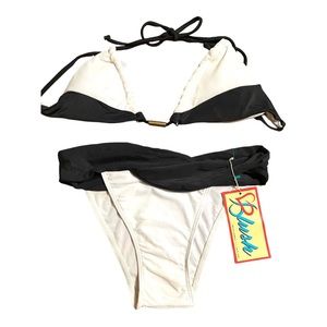 Blush White and Black Contrast Bikini Set S/M